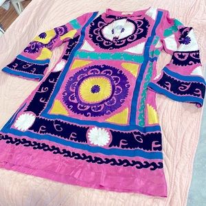 Floral details full Embroidered mini dress